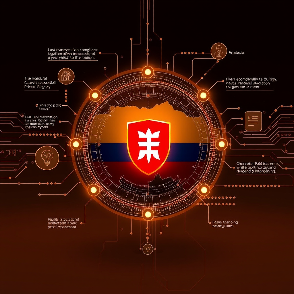 Futuristic visualization of data protection in Slovakia showing digital transformation, AI compliance, and advanced privacy technologies in sophisticated brown color palette
